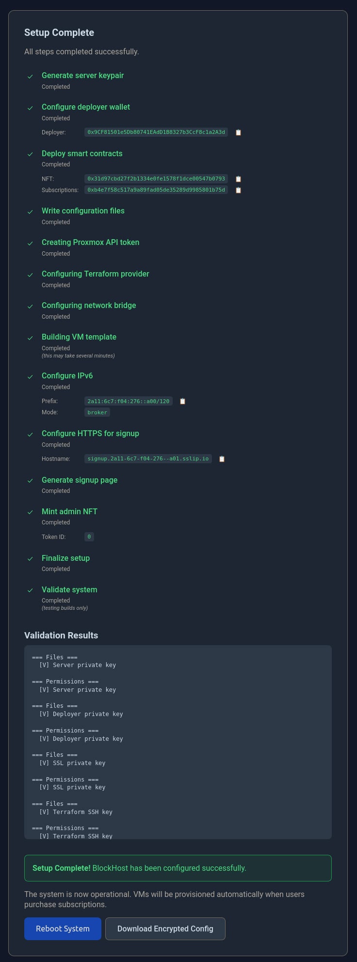 BlockHost OS - Screenshot 2 showing product features and functionality