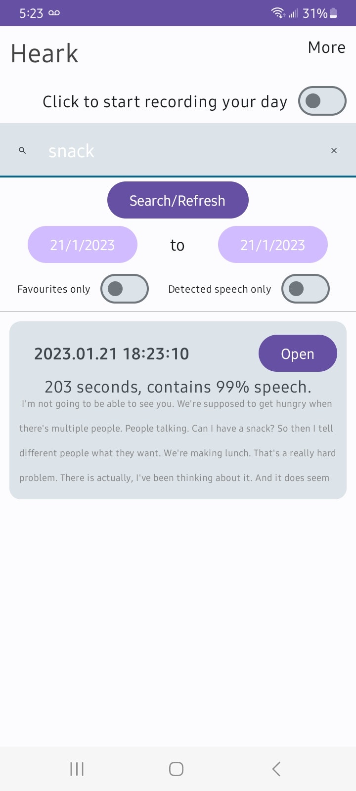 Hear - Günlük hayatınızı Android'e kaydedin, yazın ve arayın medya 5