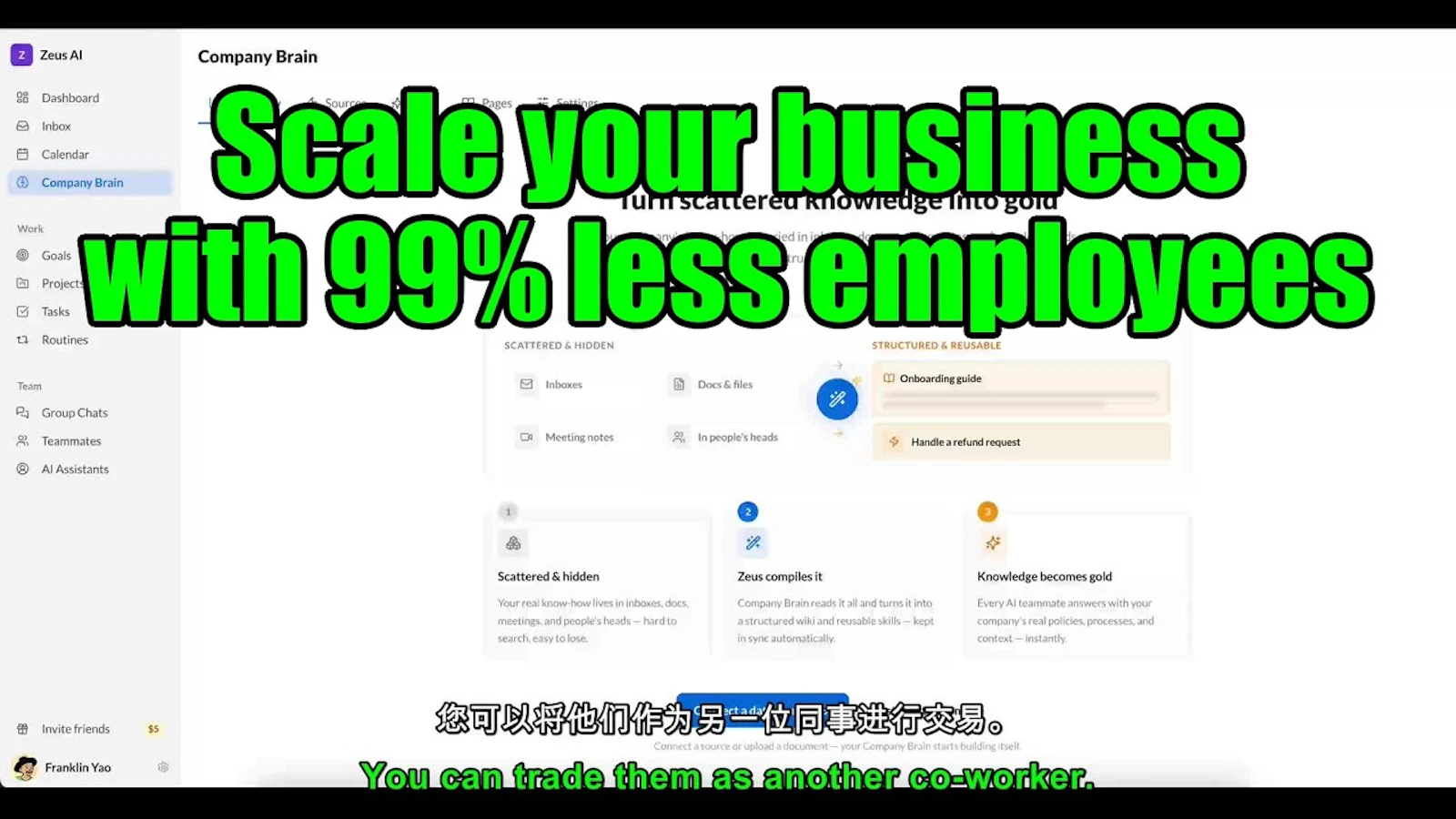 Zeus.team, AI native workspace screenshot 1 (video preview)