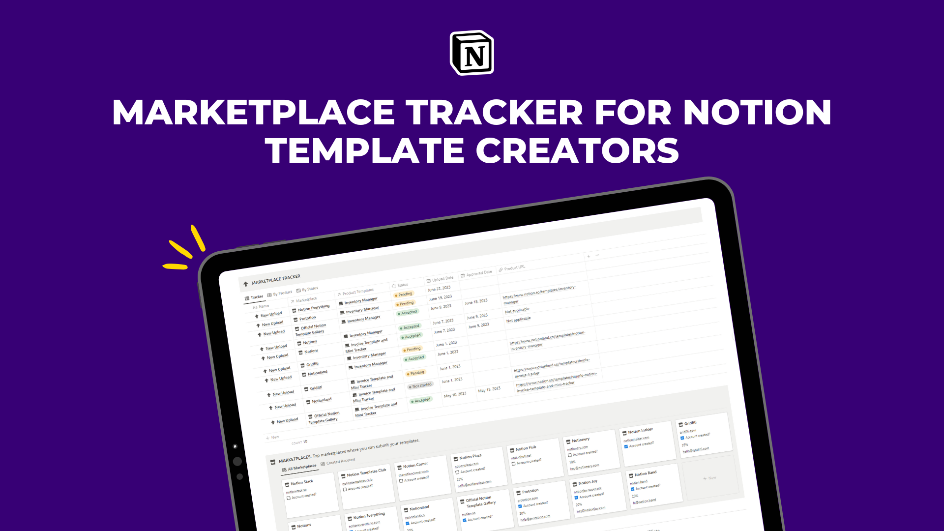 startuptile Marketplace Tracker for Notion Creators-Optimize your Notion template publishing process