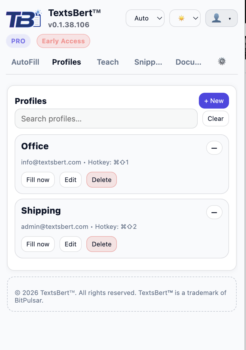 TextsBert™ - Main product screenshot demonstrating key features and user interface