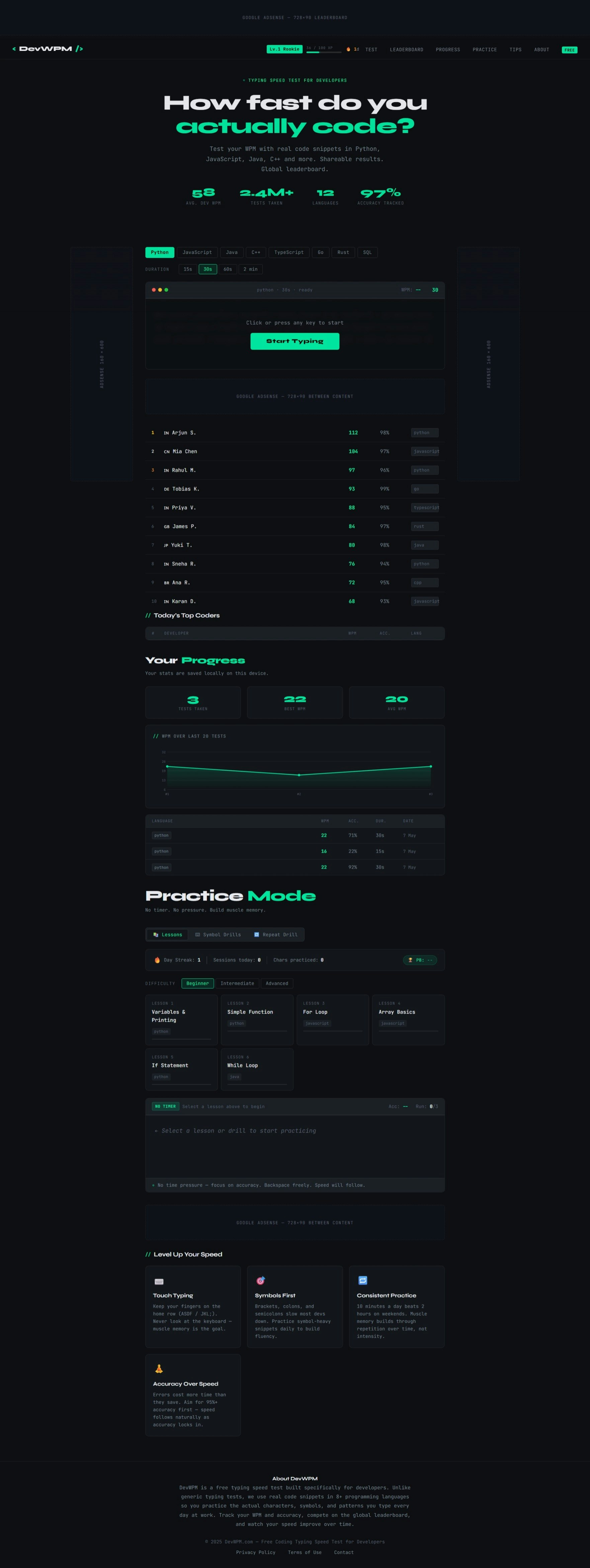 DevWPM —Typing Speed Test for Developers gallery image