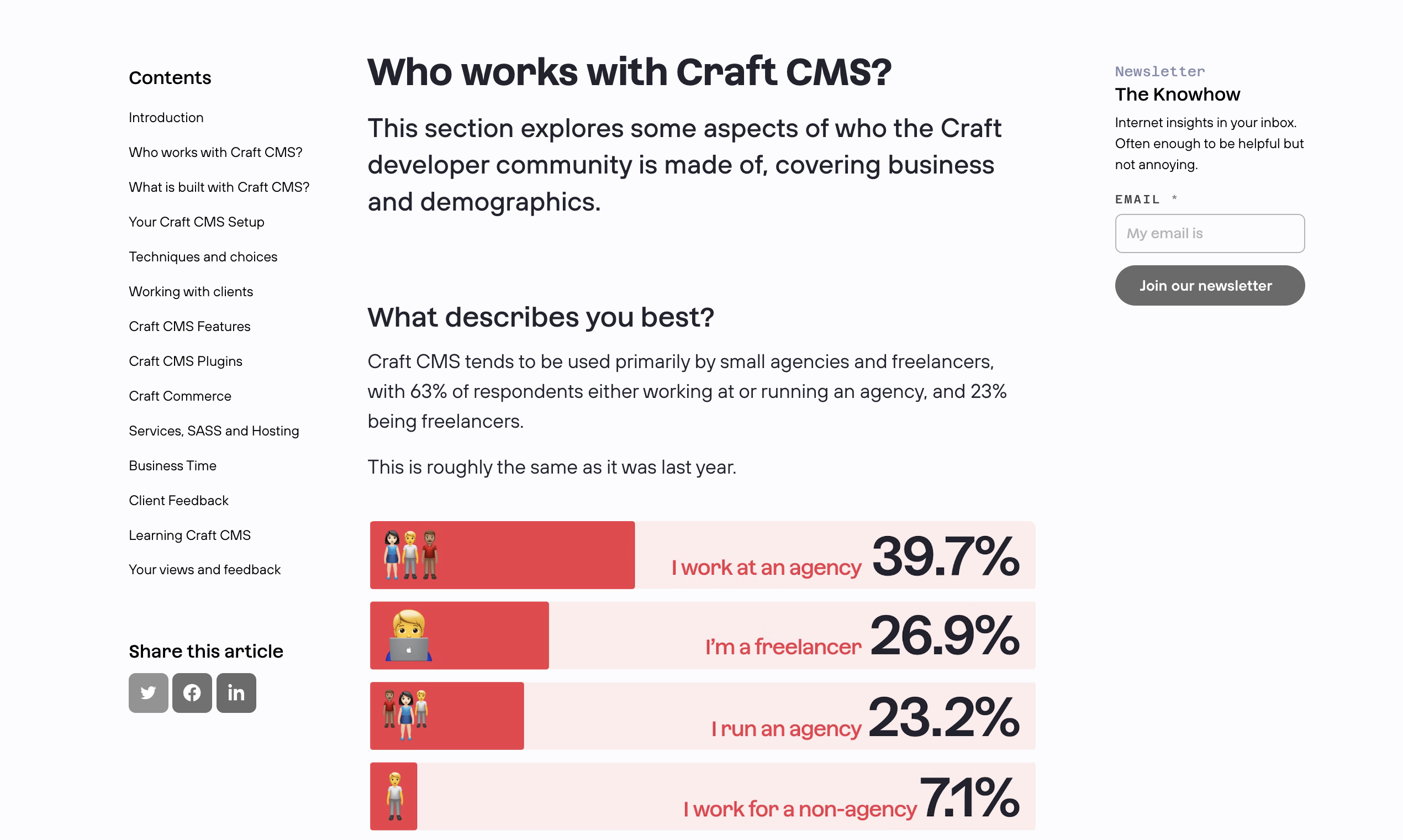 CMS開発者のベンチマーク結果をクラフトします - 非公式のクラフトCMS開発者調査の結果。メディア2