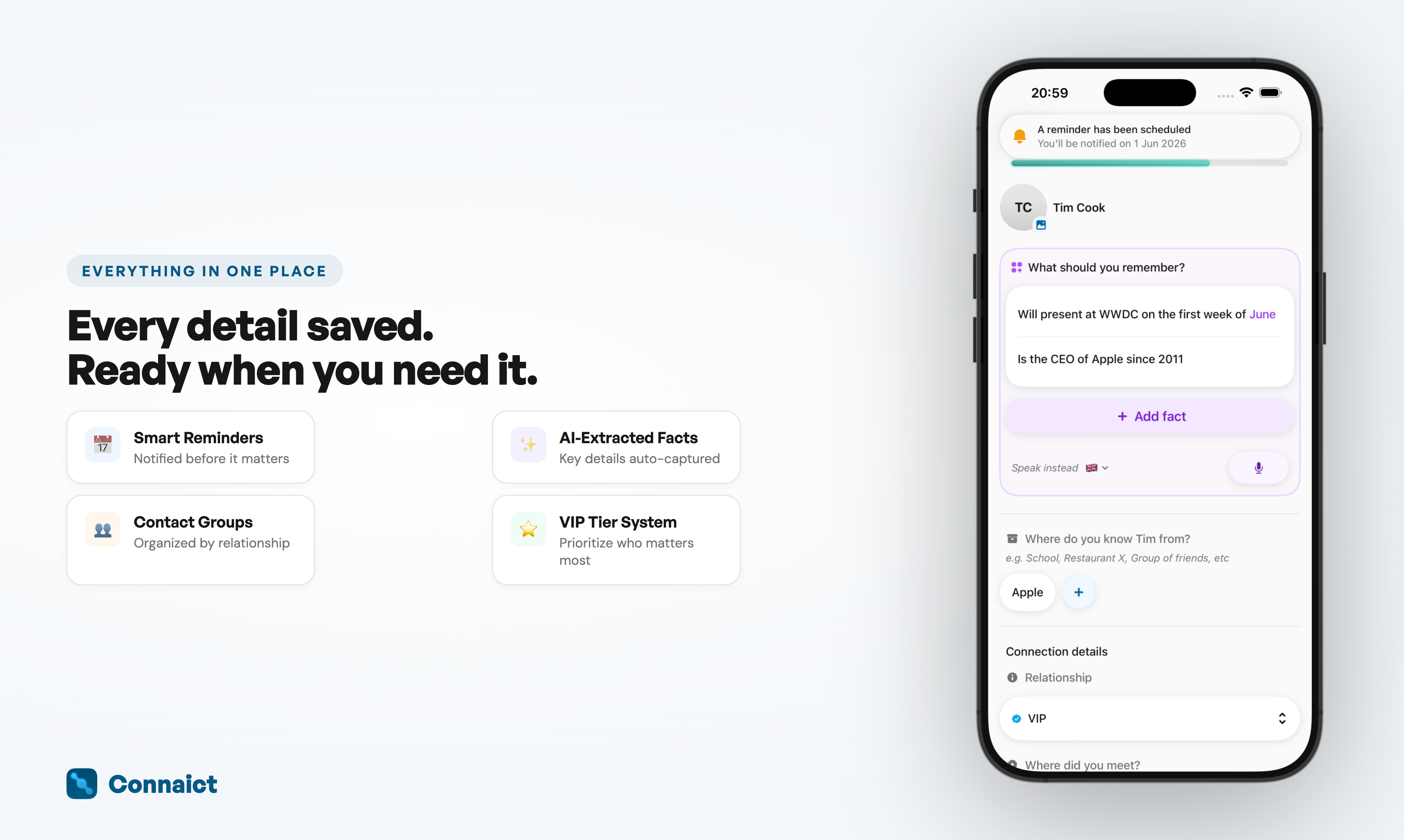 Connaict - Screenshot 4 showing product features and functionality