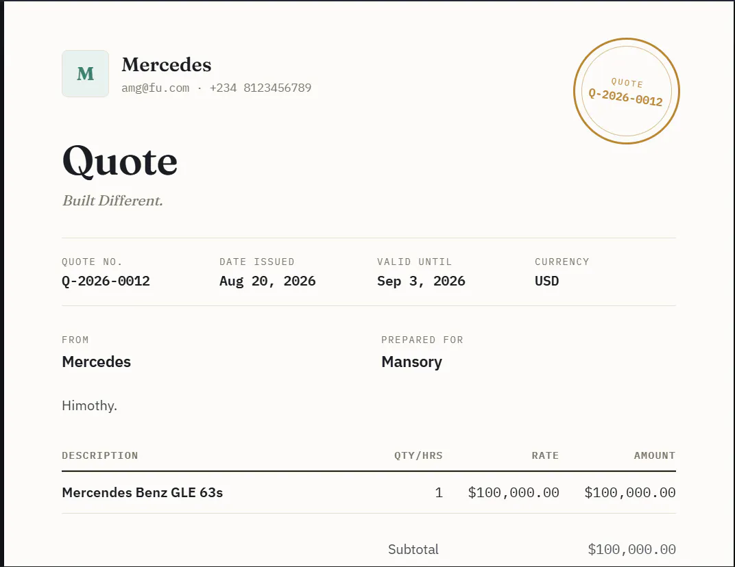 Ledger — Freelance Quote Generator gallery image