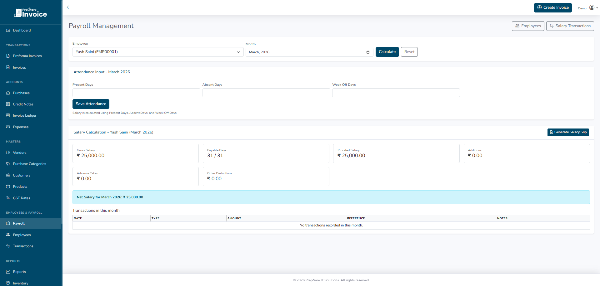 Prajware Invoice gallery image