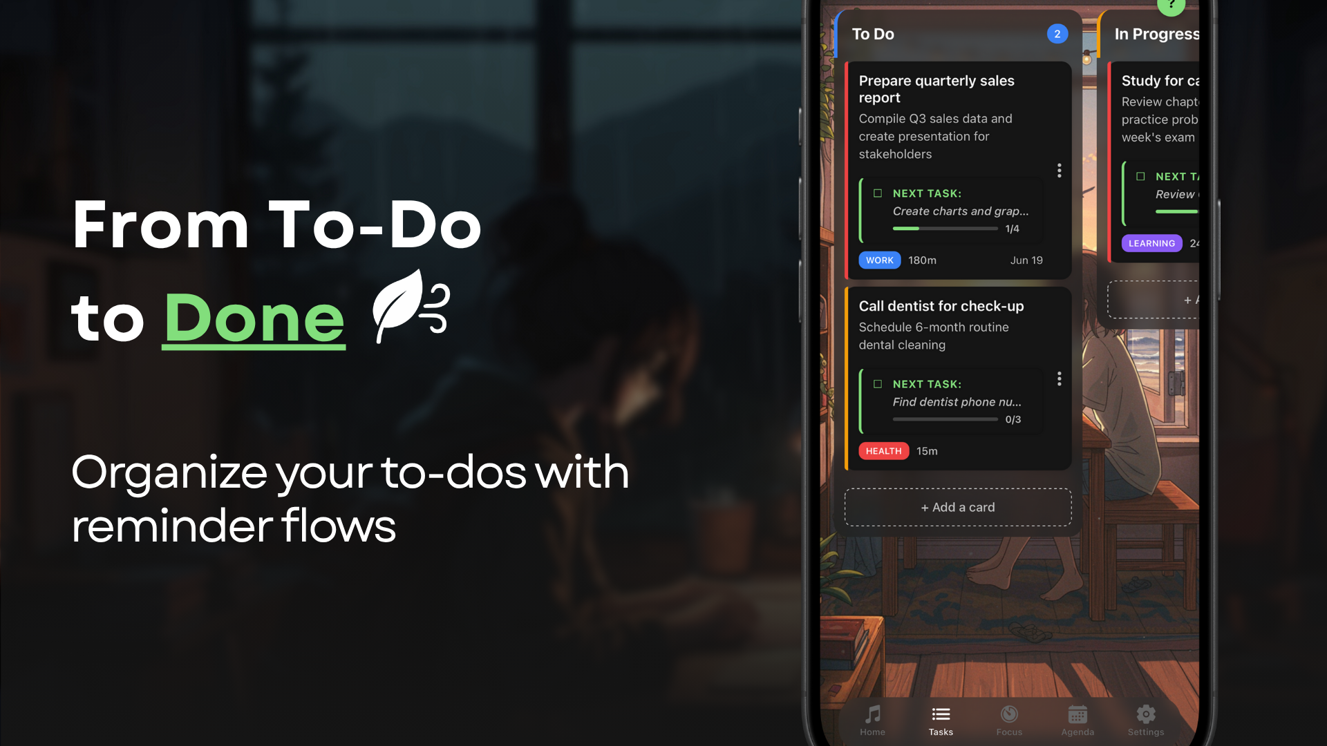 Eluginare - Musica lofi.Messa a fuoco.Pomodoro.Pianificatore.Kanban.Agenda media 3