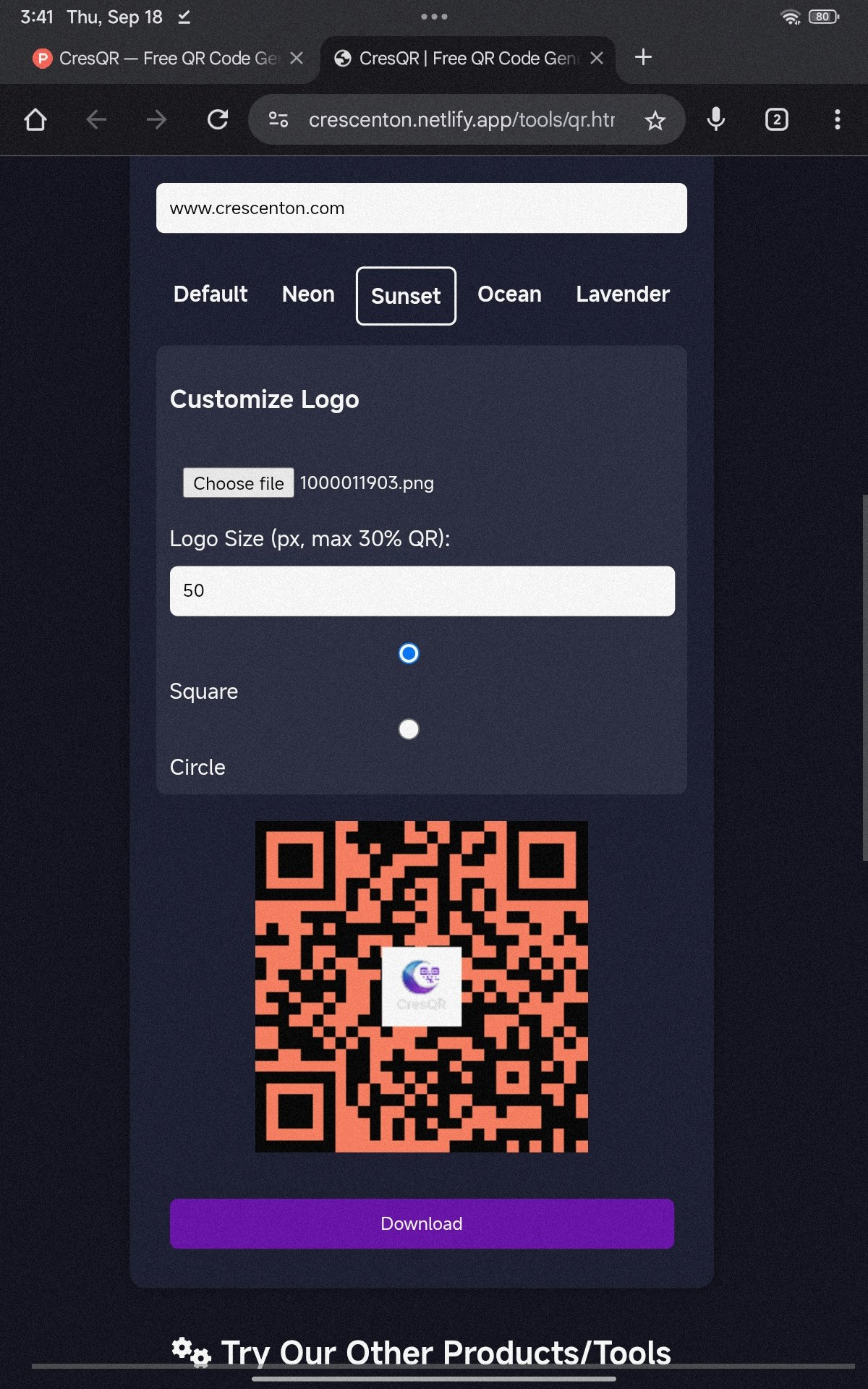 Cresqr - Benutzerdefinierte Logo -QR -Codes mit Schutz. Medien 4