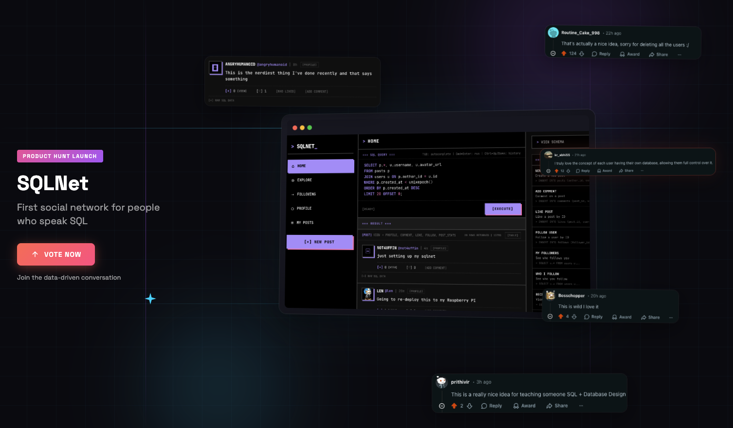 sqlnet.cc - Main product screenshot demonstrating key features and user interface