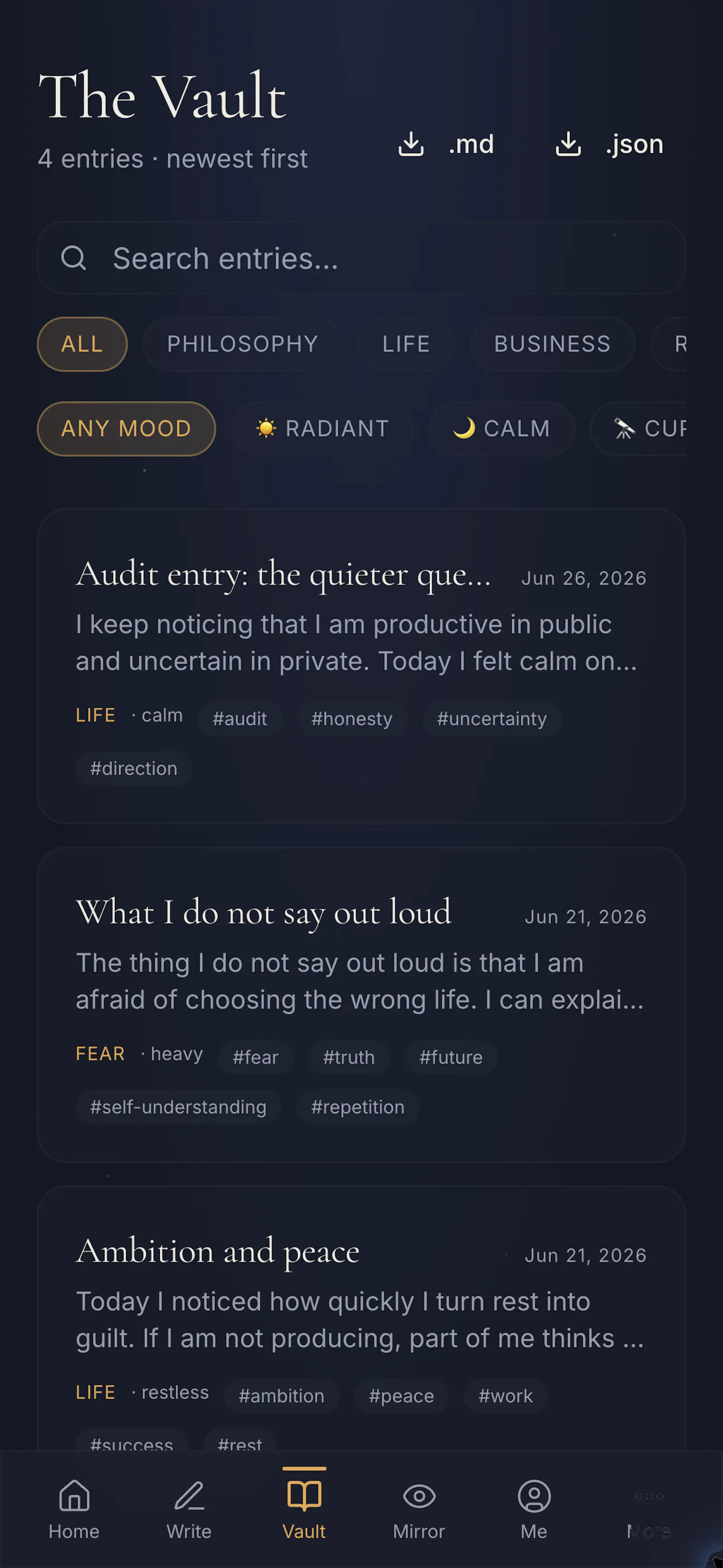 DAWN Vault journal for your inner world screenshot 5