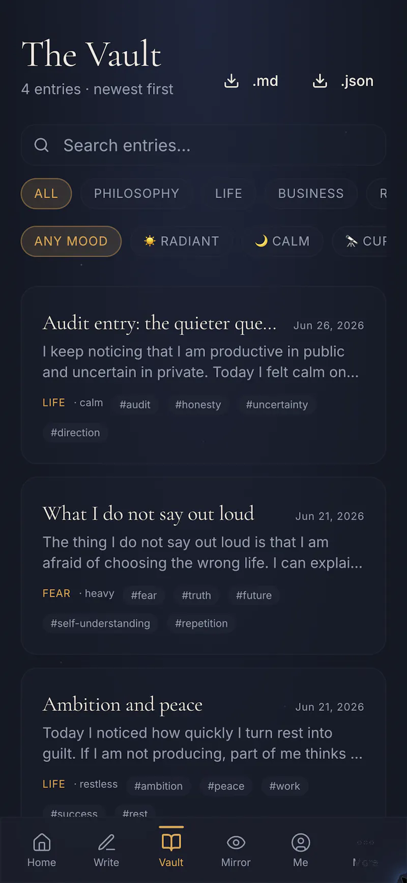 DAWN Vault journal for your inner world screenshot 5