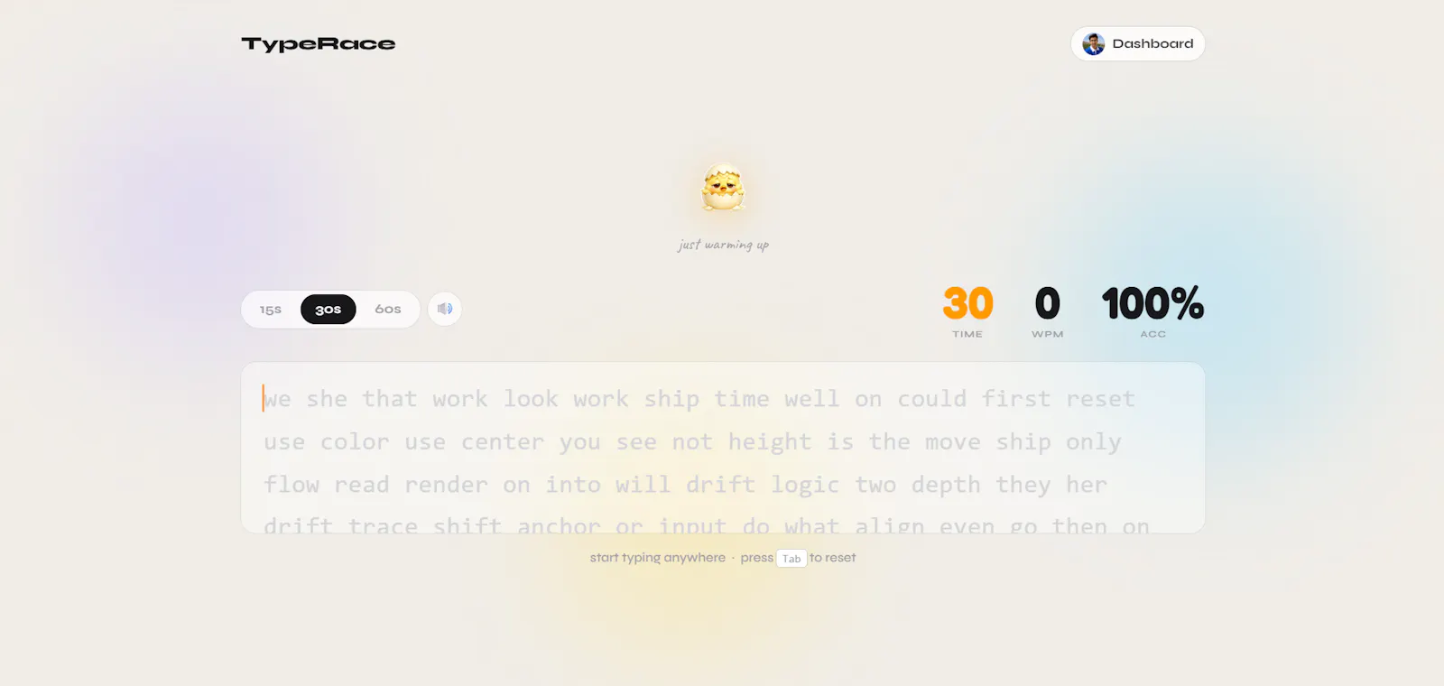 TypeRace screenshot 1
