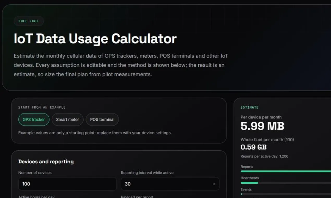 IoT Data Usage Calculator gallery image
