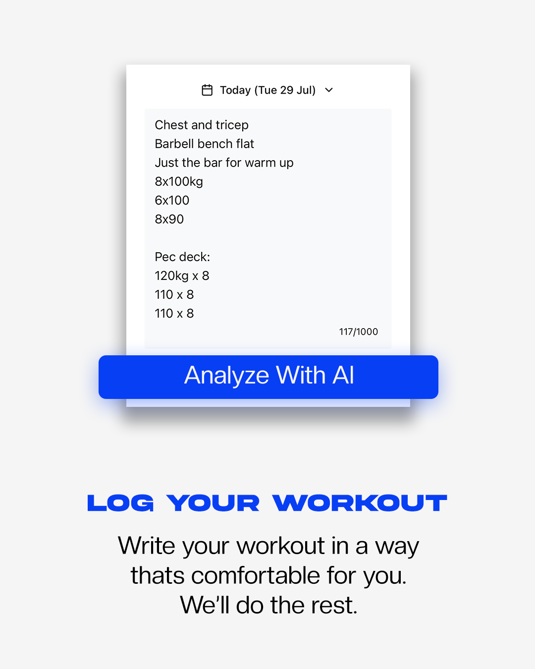 Mídia 6 de HyperResponder: AI Logger de exercícios - Beta fechada para levantadores: registro de formato livre sem esforço