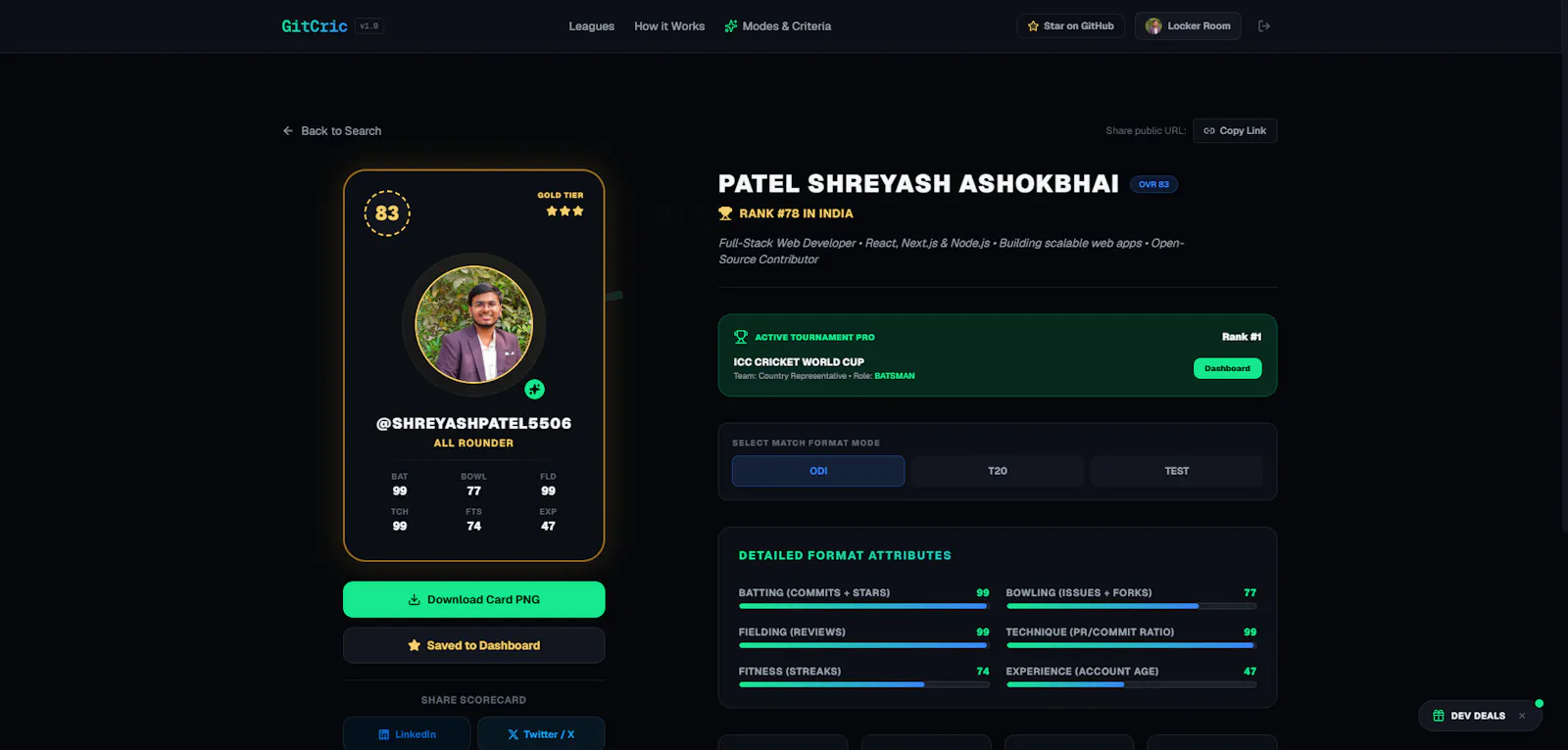 GitCric screenshot 2