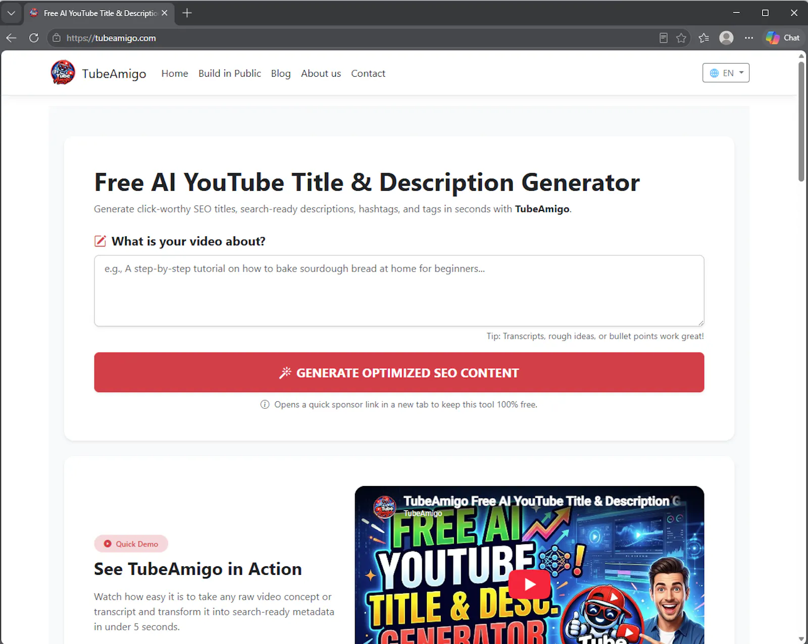 TubeAmigo: Free AI YouTube SEO Generator screenshot 4