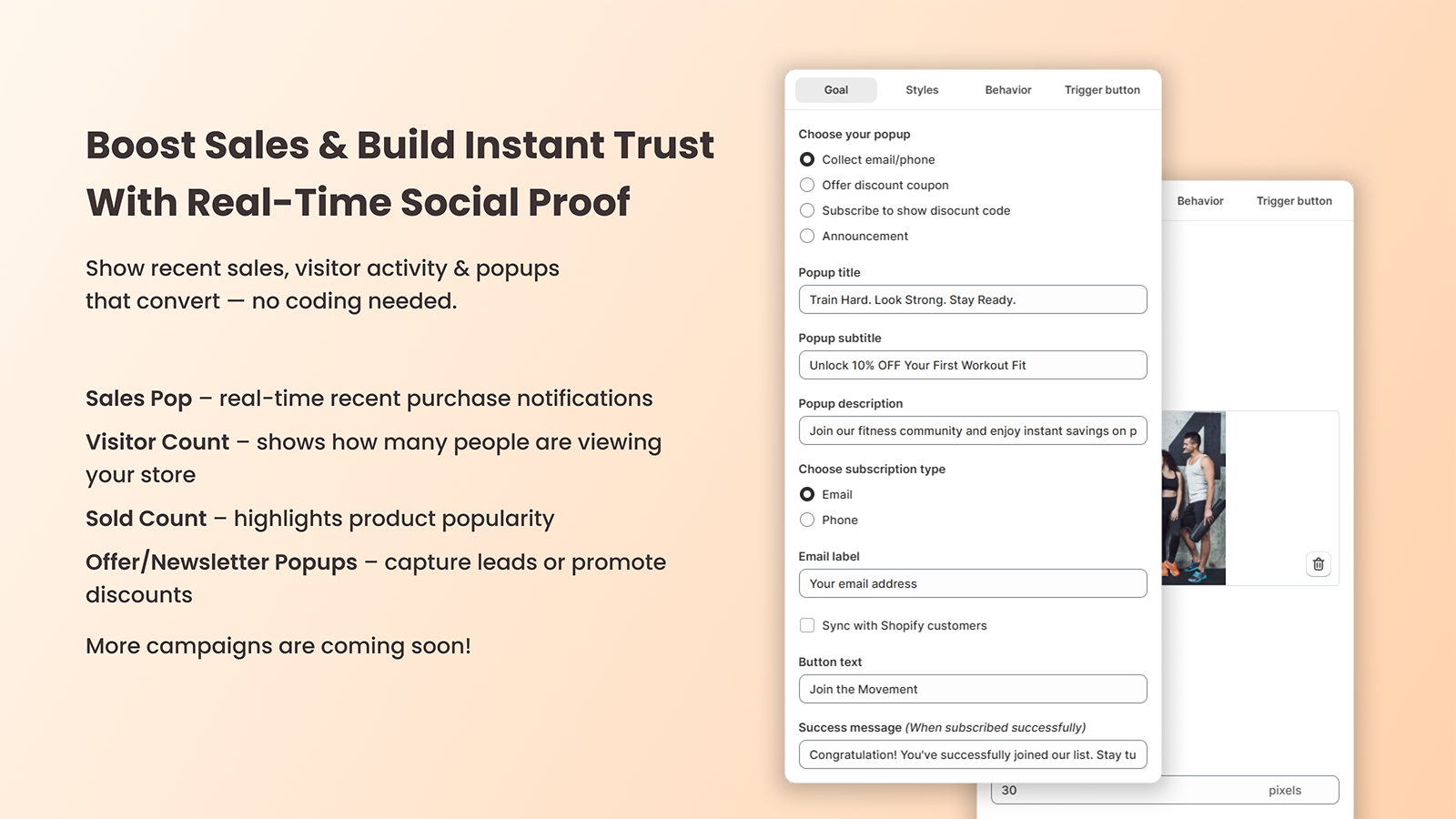 Sales Popup & Social Proof - Screenshot 4 showing product features and functionality