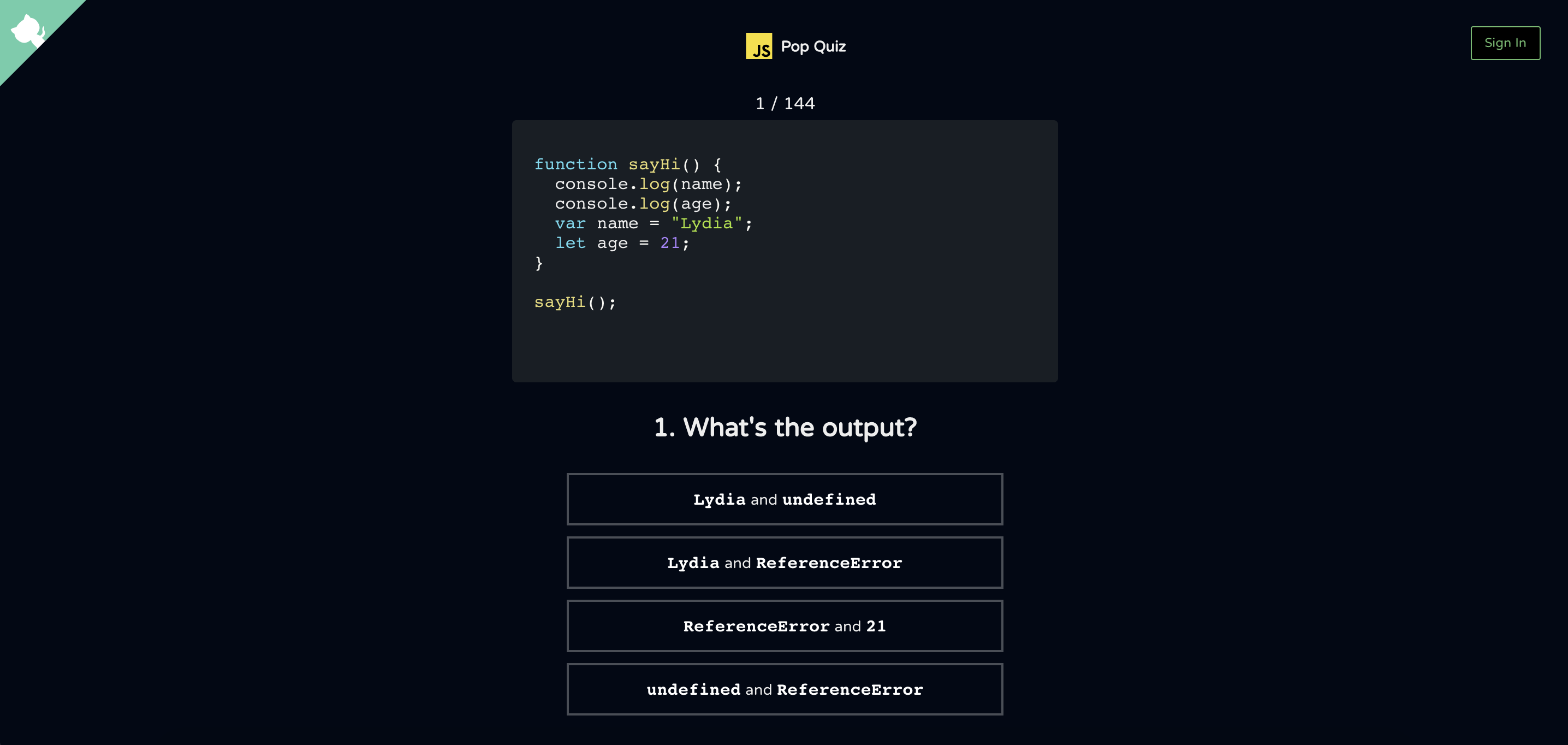 JavaScript Pop Quiz Game gallery image