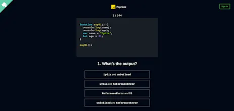 JavaScript Pop Quiz Game gallery image