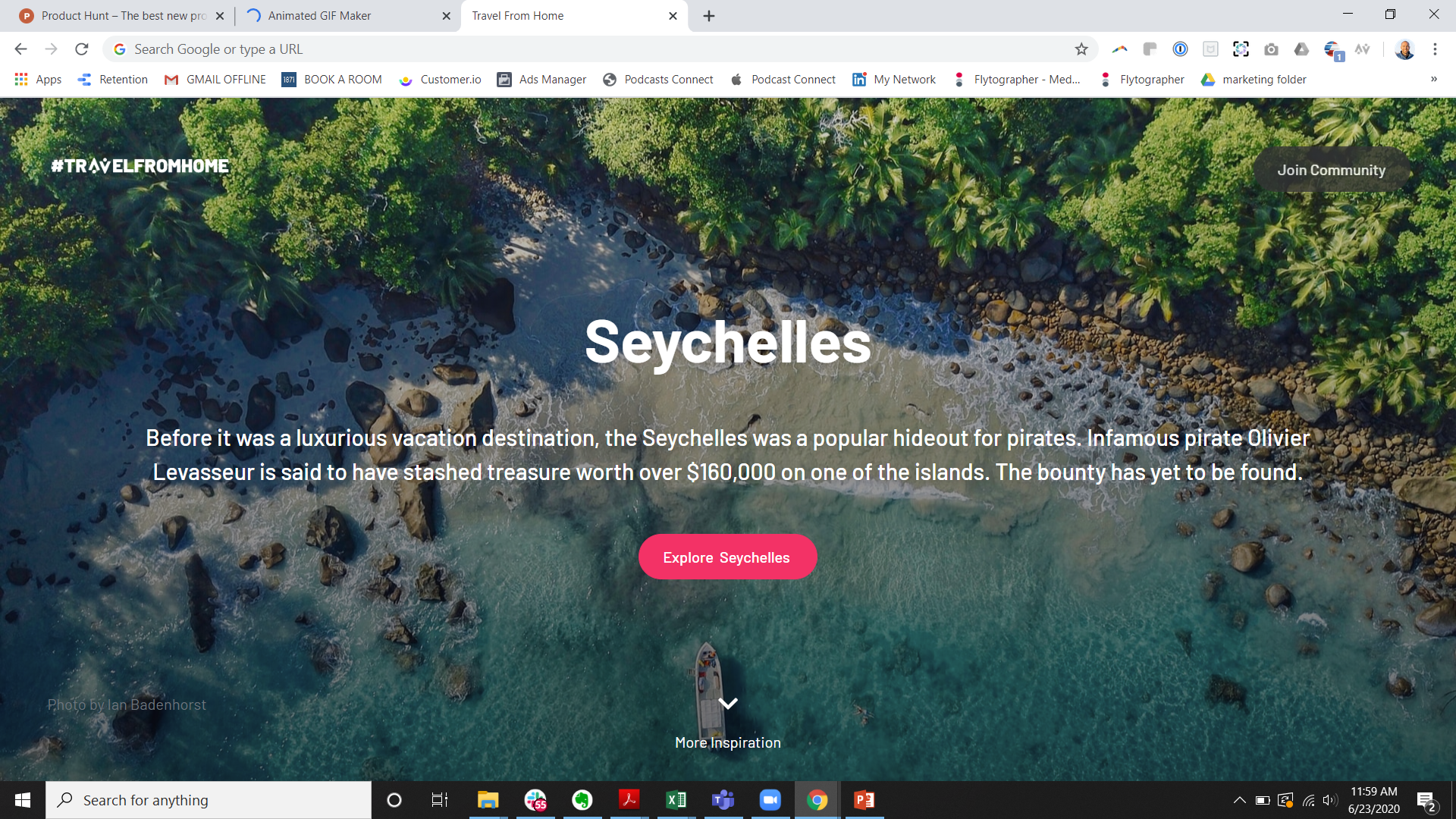 Travel From Home "new tab" extension gallery image