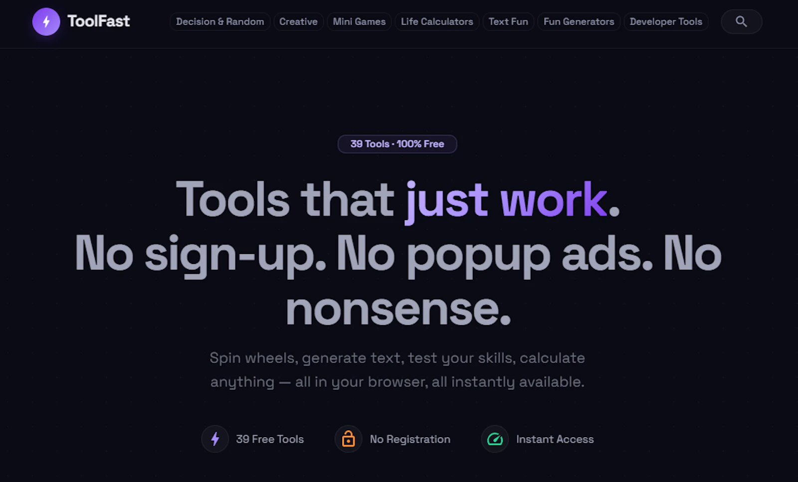 ToolFast — 39 Free Browser Tools screenshot 1