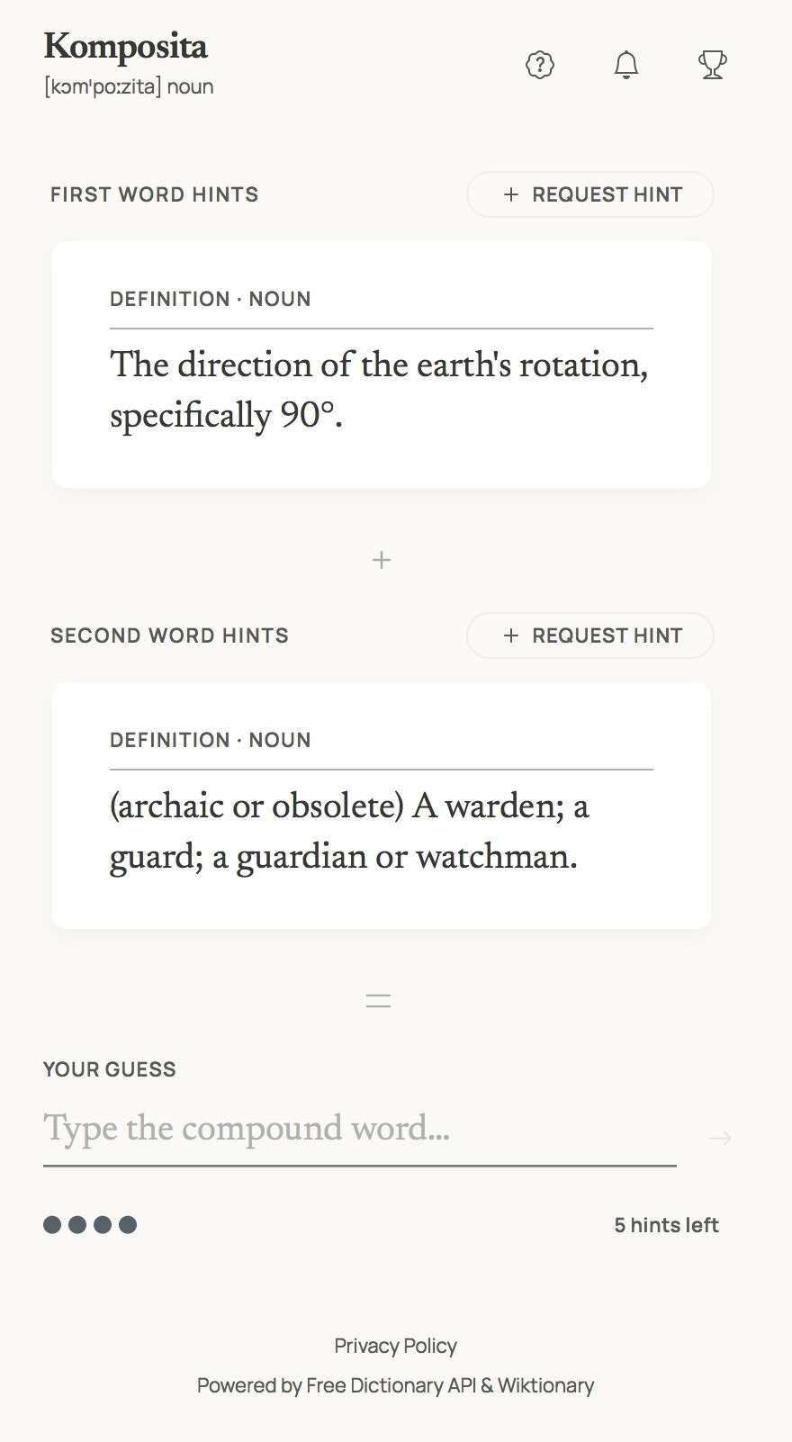 Komposita — Daily Compound Word Puzzle gallery image
