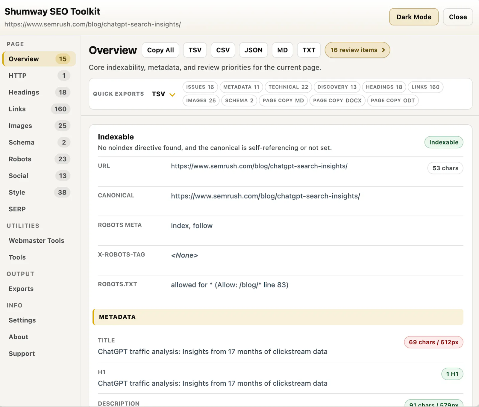 Shumway SEO Toolkit screenshot 2