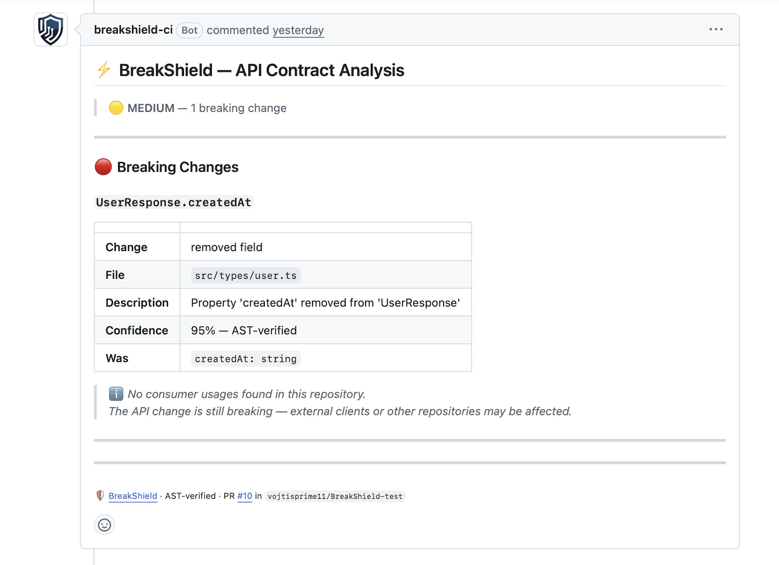 BreakShield CI screenshot 2