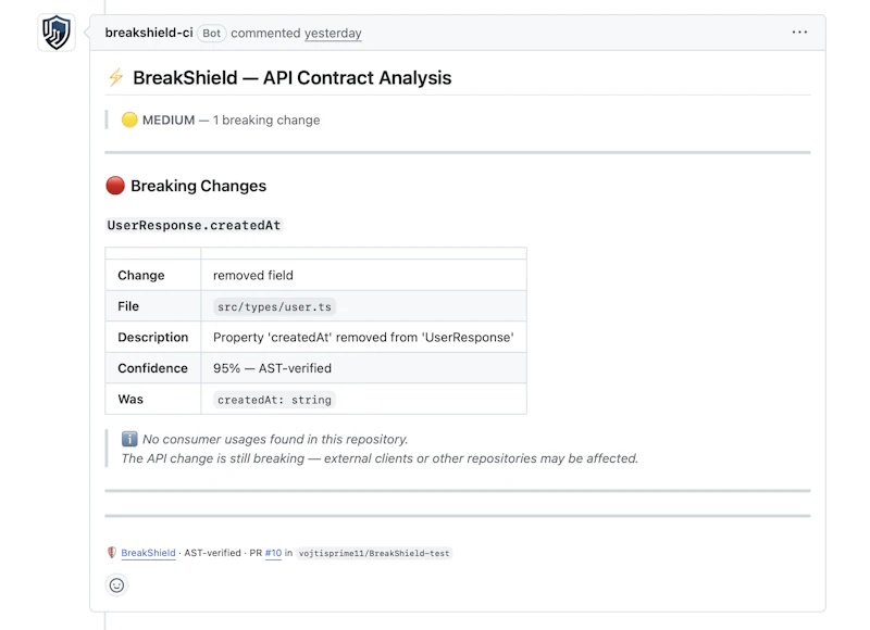 BreakShield CI screenshot 2