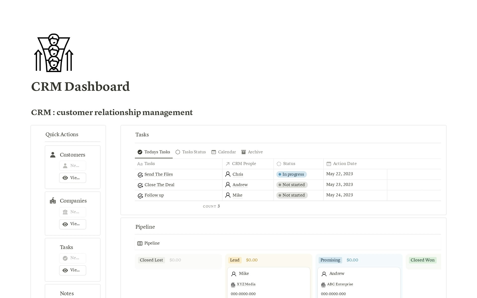 Crm dashboard notion... logo