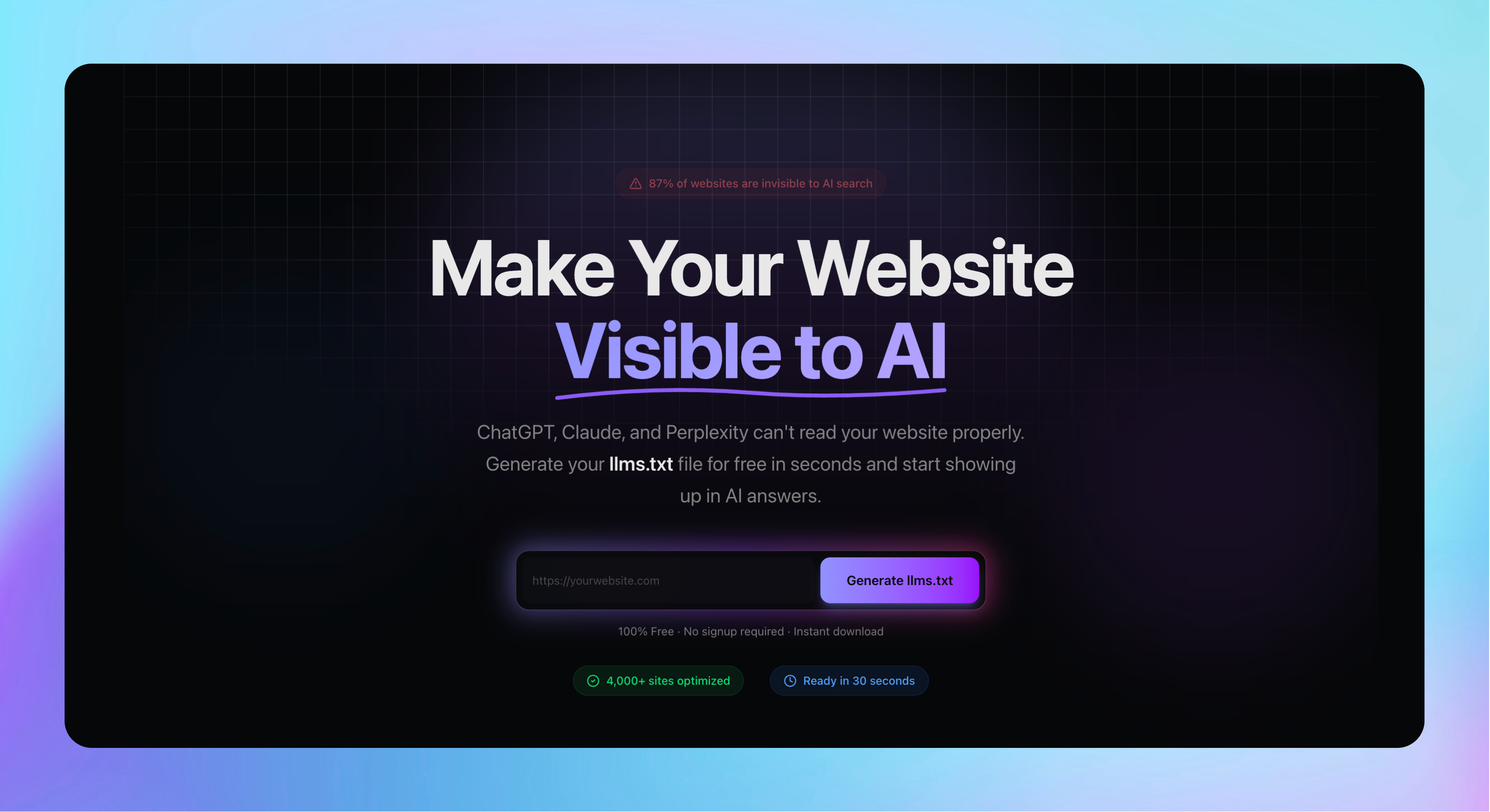 llmstxtdirectory.org - Main product screenshot demonstrating key features and user interface