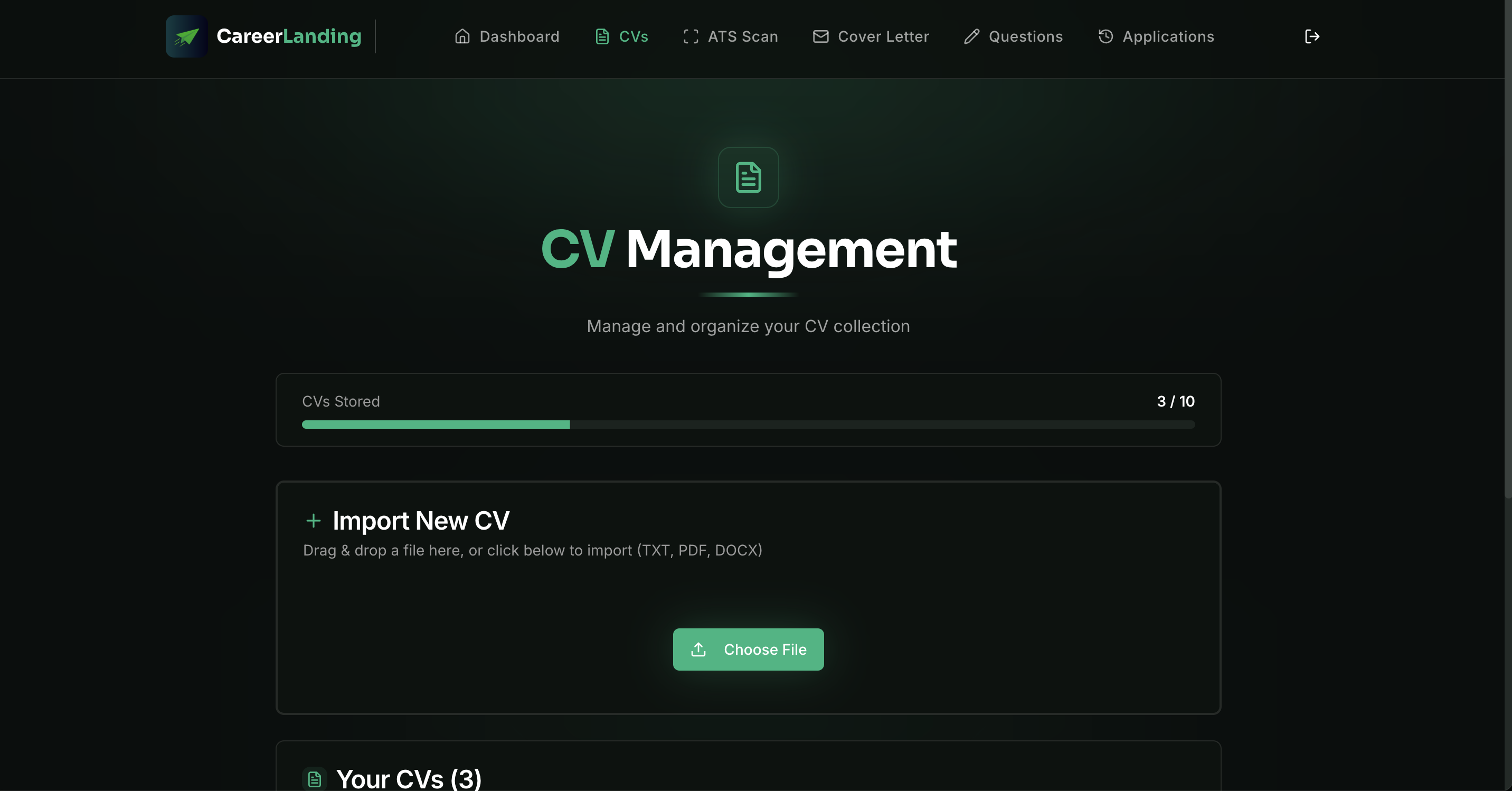 CareerLanding - Screenshot 2 showing product features and functionality