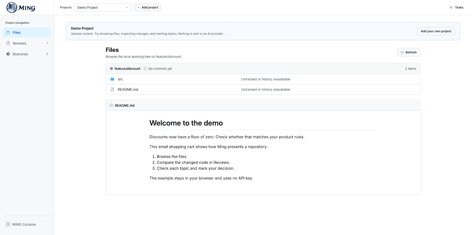 Ming — Review AI-Written Code screenshot 2