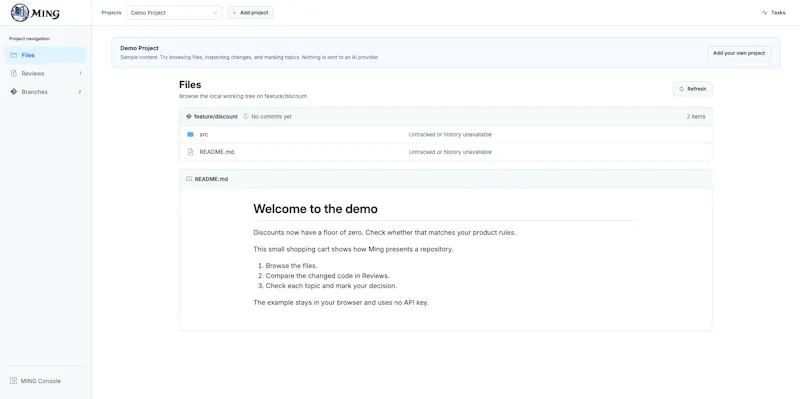 Ming — Review AI-Written Code screenshot 2