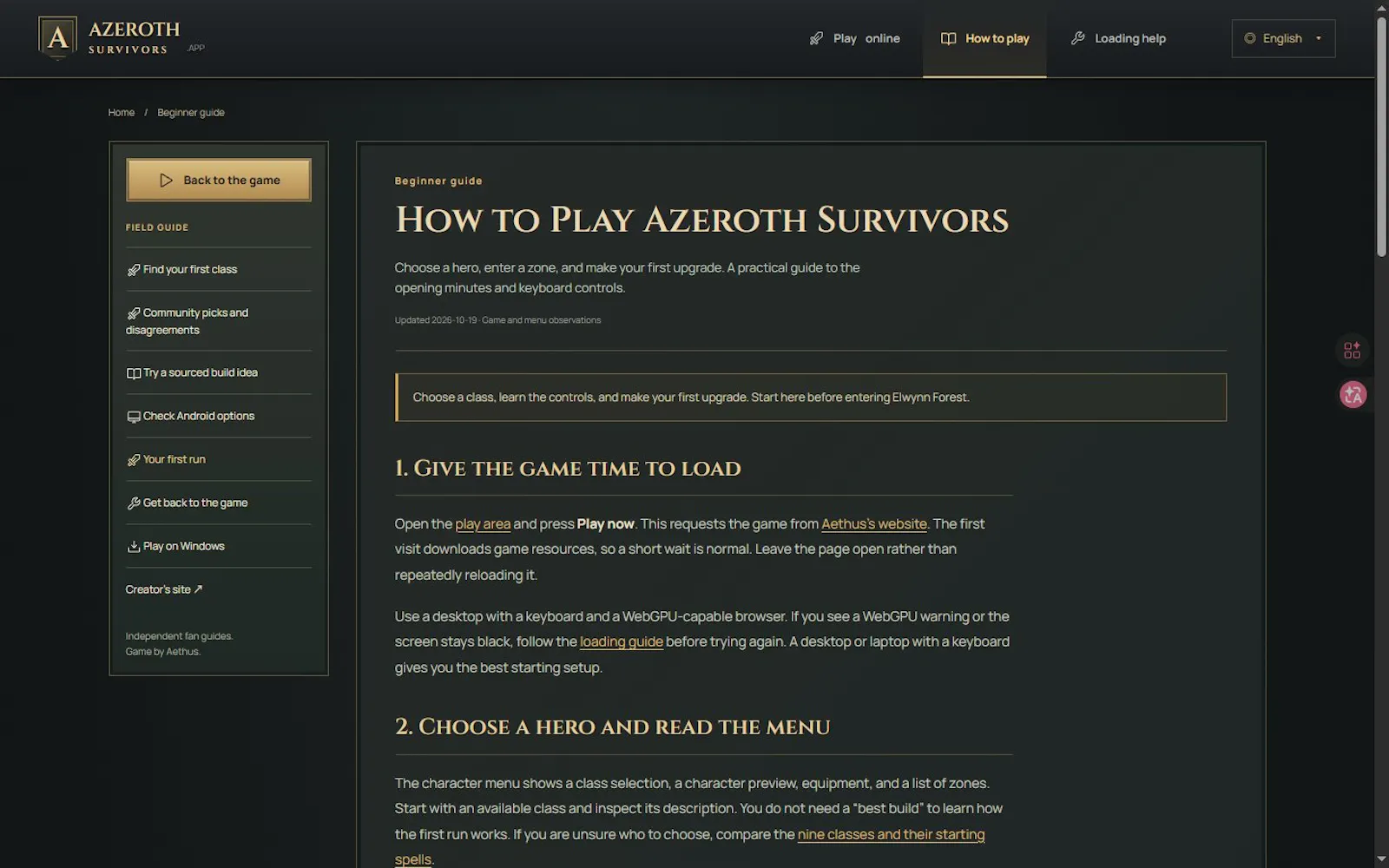 AzerothSurvivors.app screenshot 2