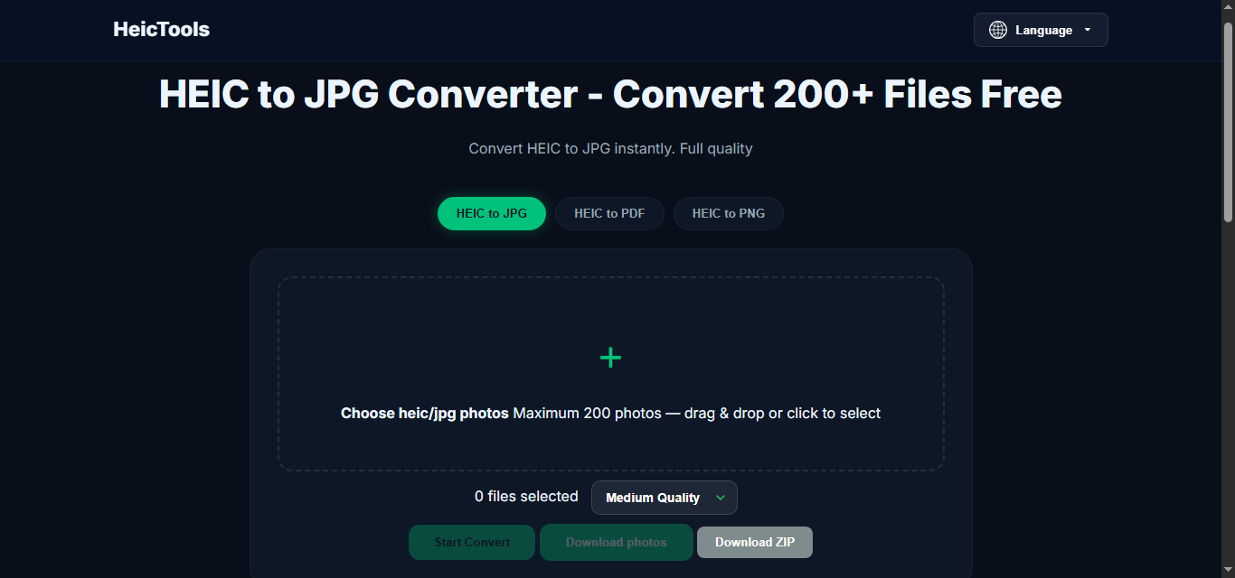 HEIC to JPG Converter - Main product screenshot demonstrating key features and user interface