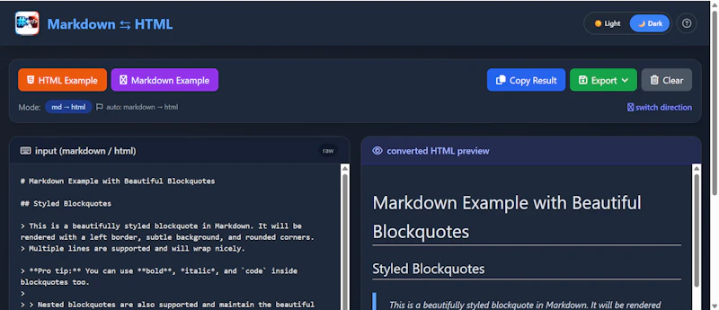Markdown to HTML  screenshot 2