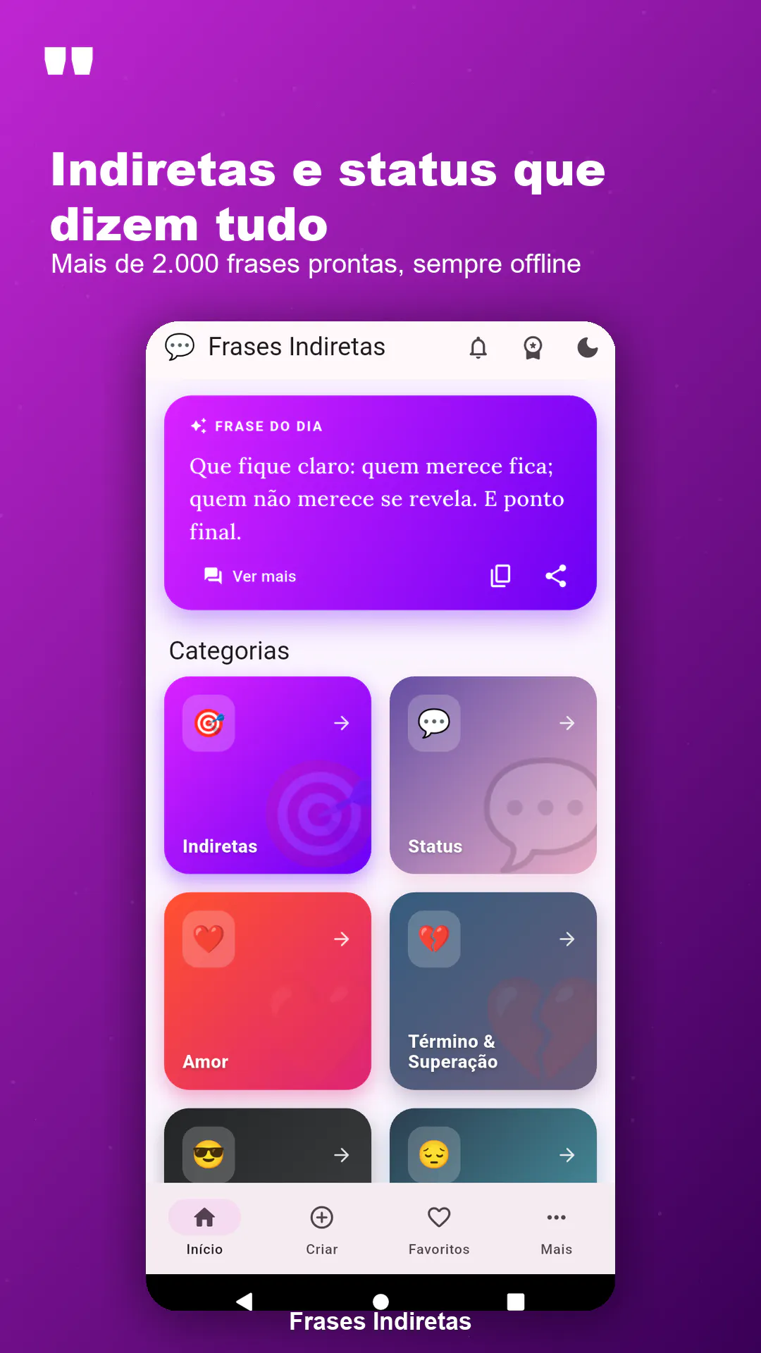 Frases para Status do WhatsApp - 10 Apps screenshot