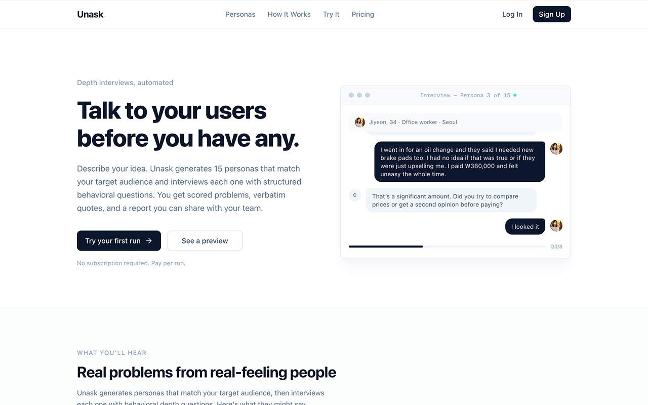 Unask - Main product screenshot demonstrating key features and user interface