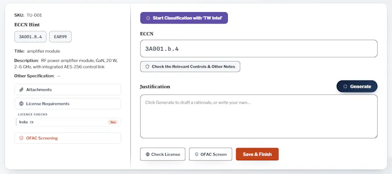 ECCN.help — Export Control Assistant screenshot 2