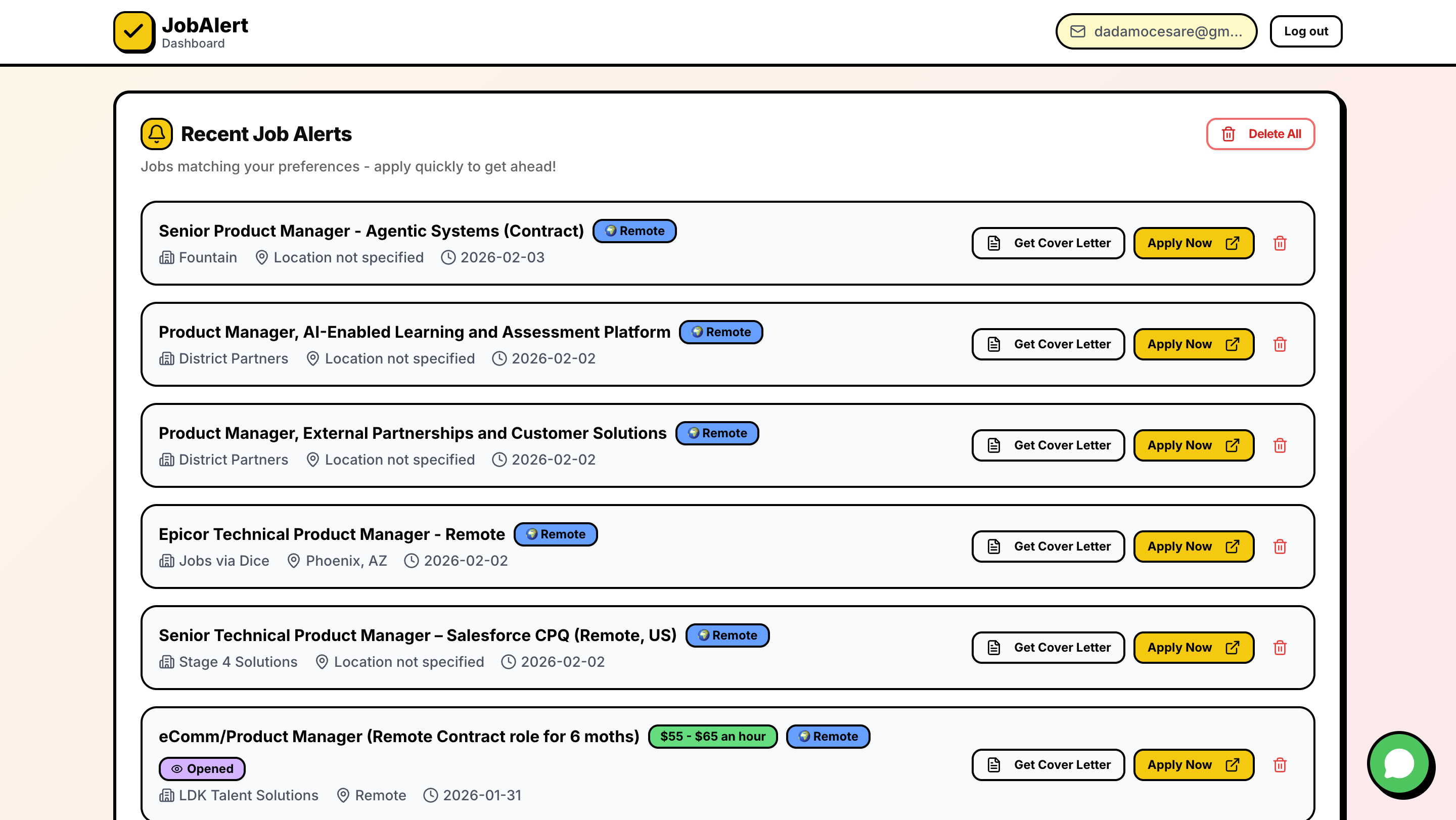 JobAlert - Screenshot 2 showing product features and functionality