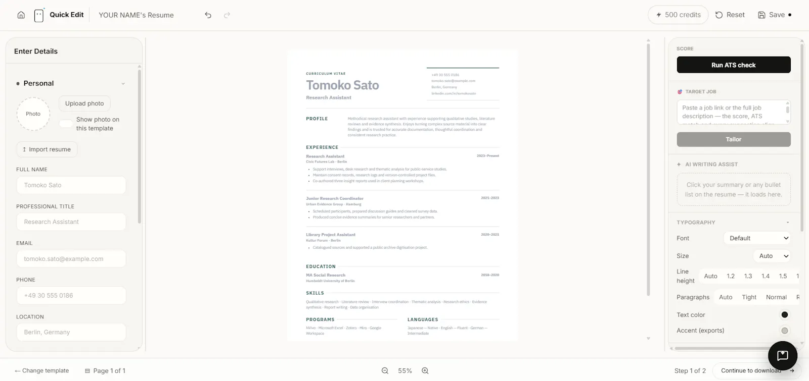 YourCVMaker screenshot 2