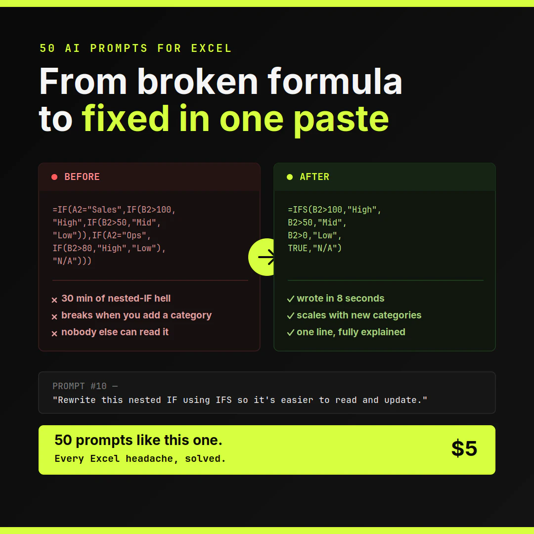 50 AI Prompts for Excel 截图 3