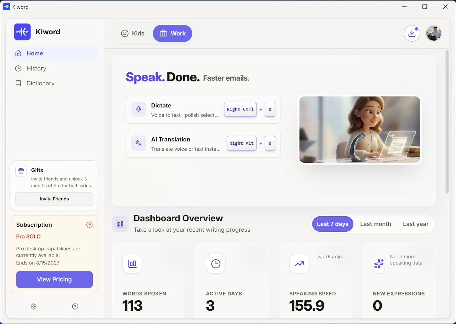 Kiword, Voice-to-text, translation screenshot 2