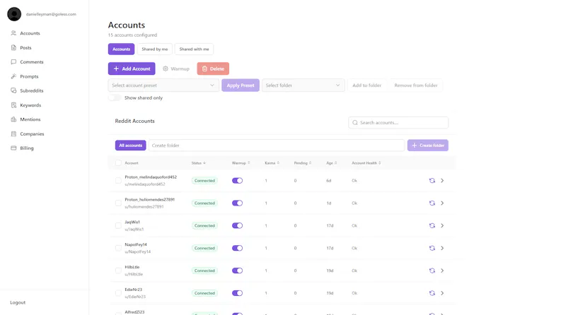 Pigbam — Reddit Marketing Automatization screenshot 1