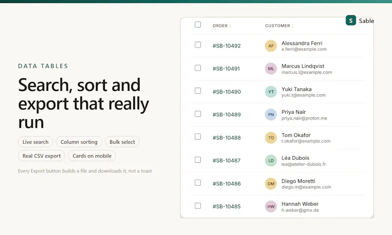 Sable Dashboard screenshot 3