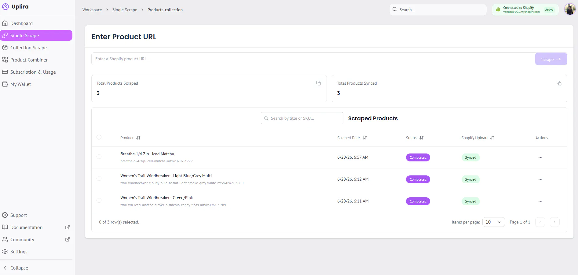 Uplira screenshot