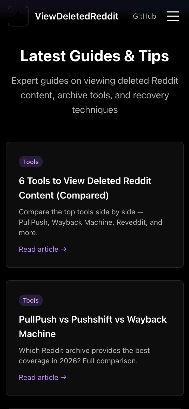 View Deleted Reddit screenshot
