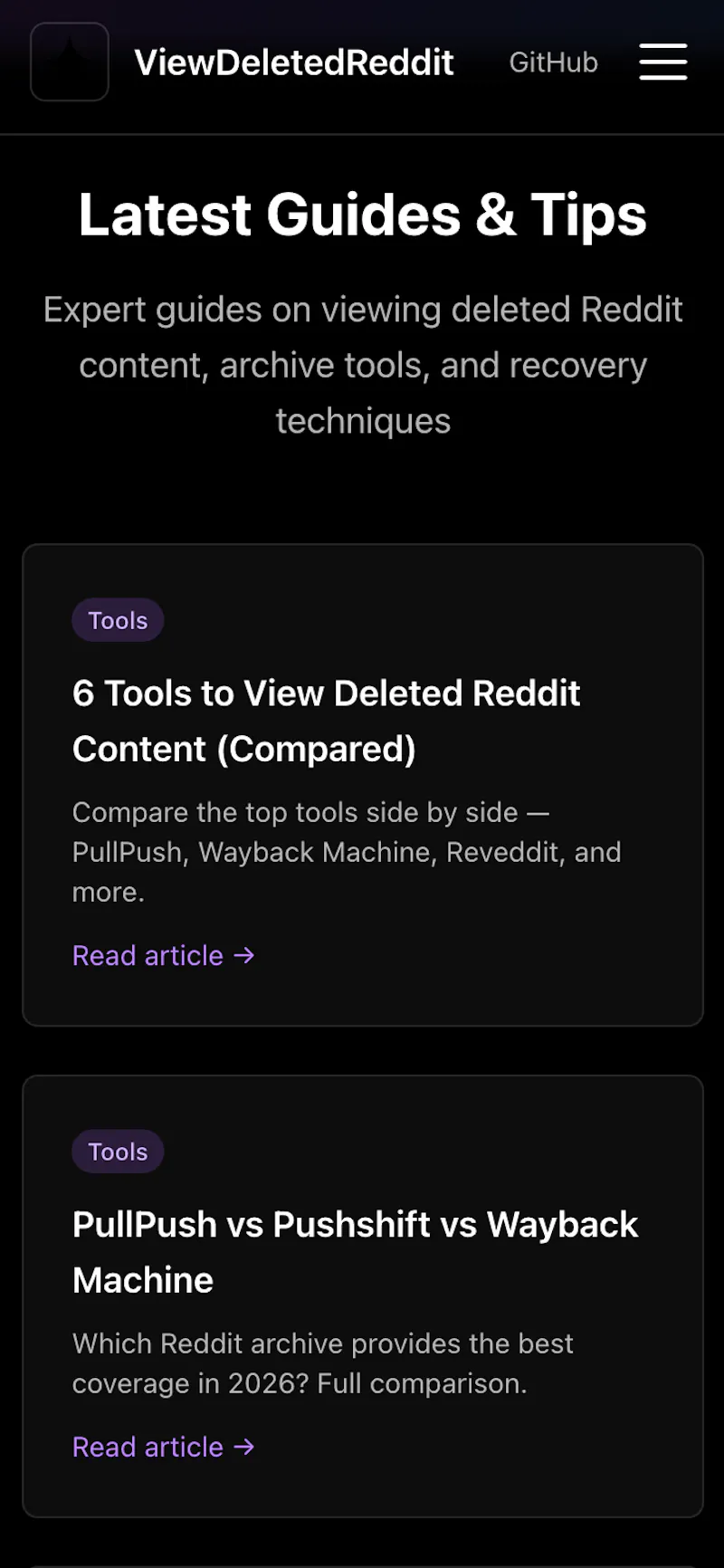 View Deleted Reddit screenshot 1