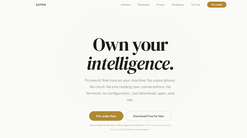 Aspen — Own your intelligence screenshot 1
